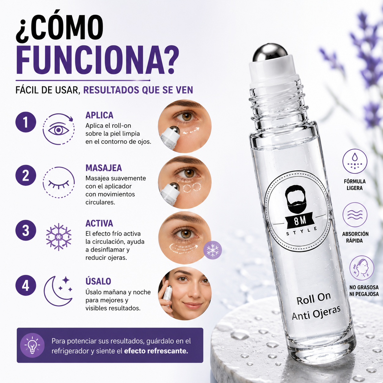 ROLL-ON ANTIOJERAS — MIRADA FRESCA Y DESCANSADA ✨👁️