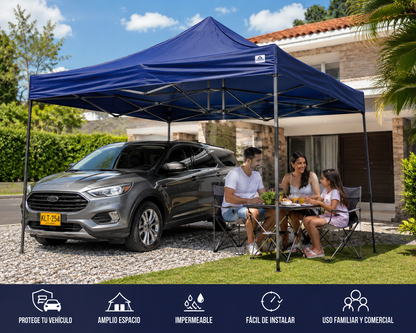 CARPA PLEGABLE REFORZADA 3x3 MTS ⛺🚗 Protege tu Vehículo y Disfruta Cada Reunión